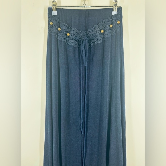 Vintage Diamonds Y2K Witchy Beaded Navy Blue Maxi Skirt Medium Stretchy Waist - Picture 3 of 4